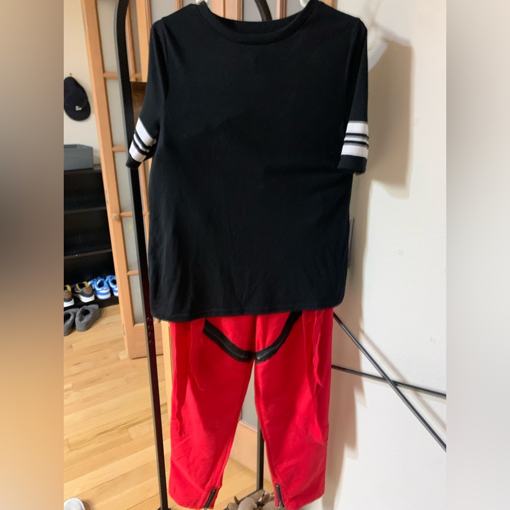 Brand:BaleraDance, Hip-hop dance uniform, Colors: black,red, and white.